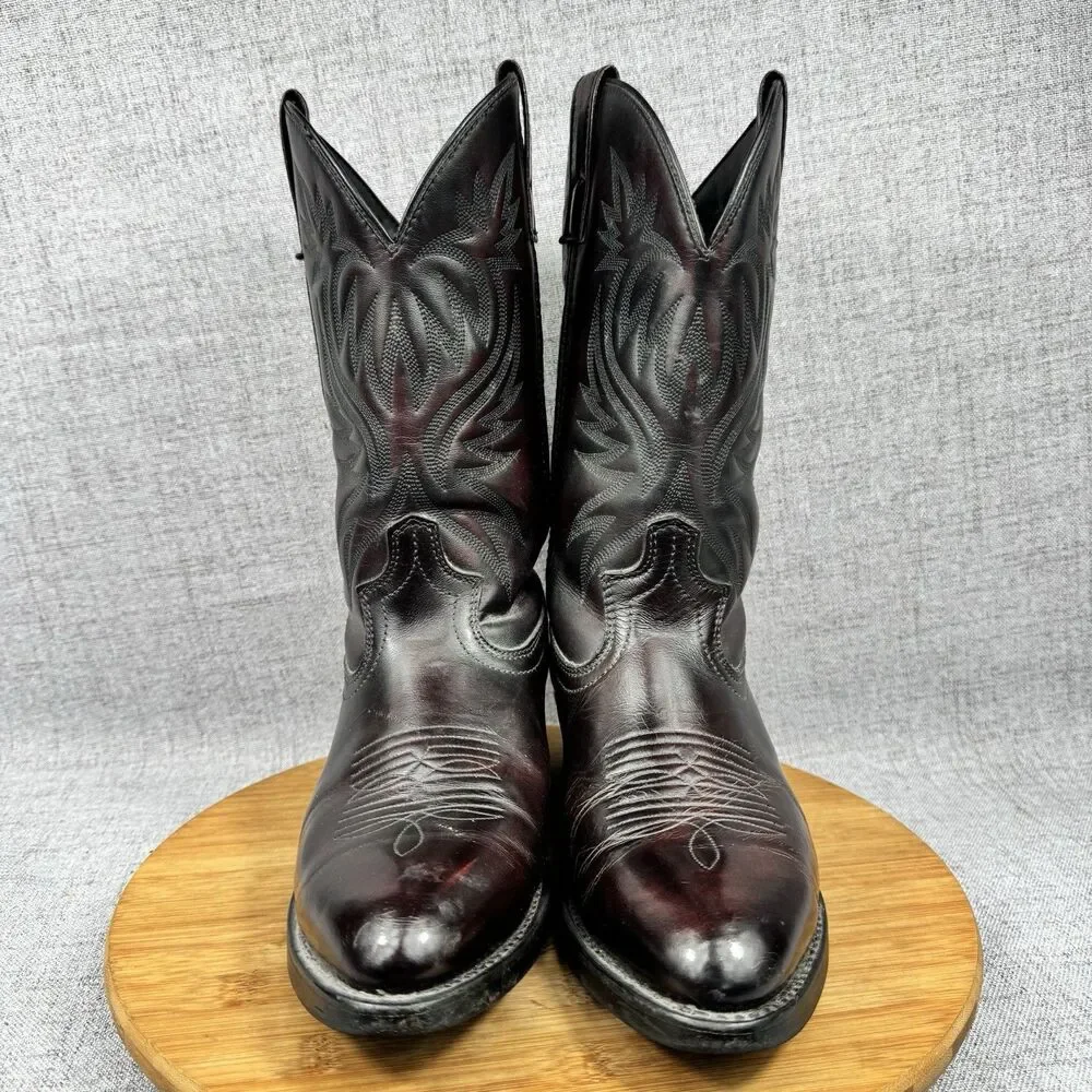 Laredo Western Boots Men's 9 D Pull On Cowboy Burgundy Leather